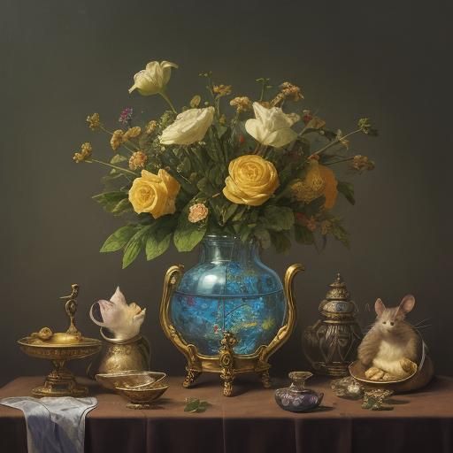 Glass Mouse and Victorian Mousetrap Still Life