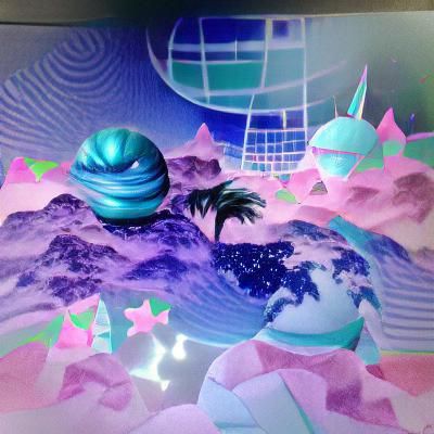 Surreal Alien Vaporwave Planet Landscape