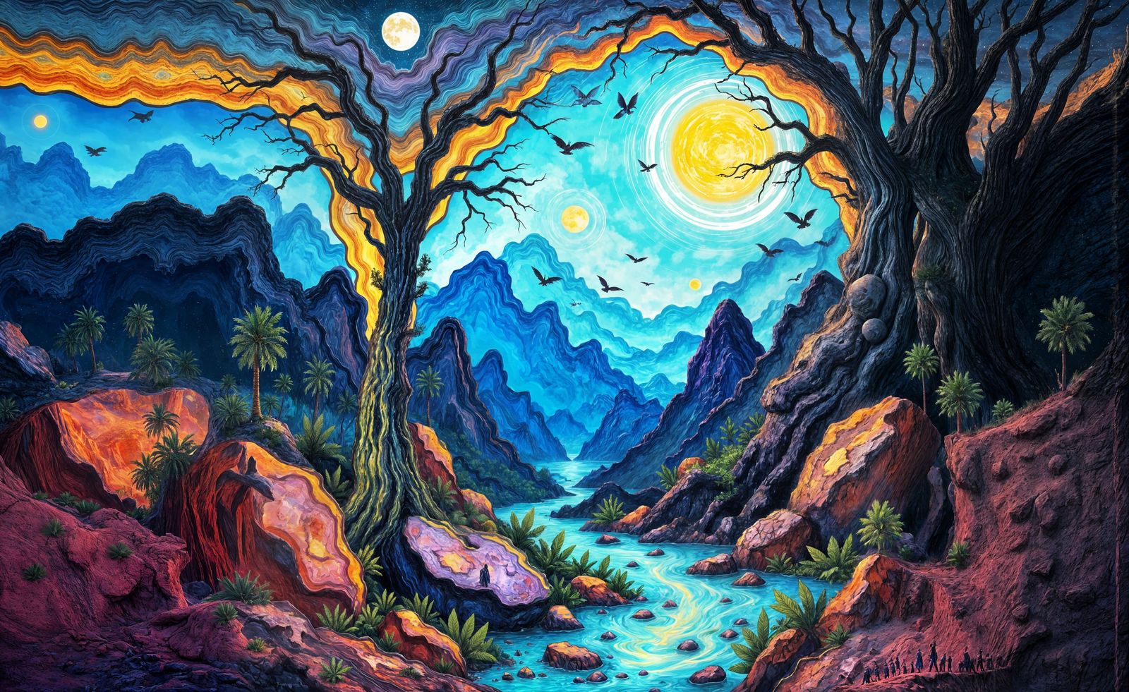 Ancient Astral Archways Over Azure Abyss