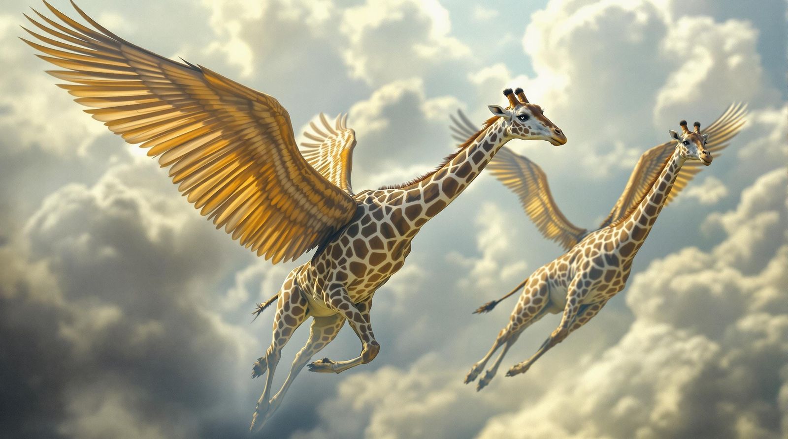 Flying Giraffes with Wings Soaring High