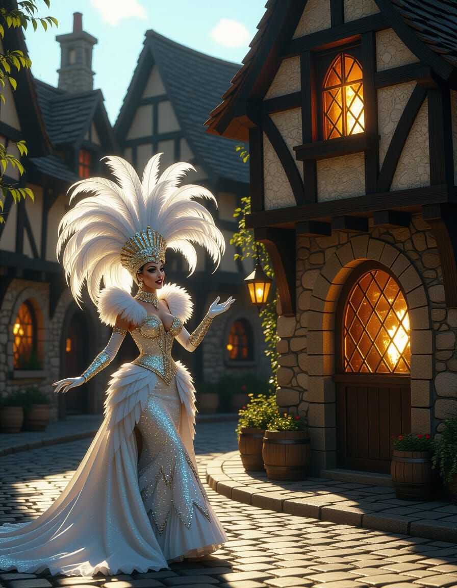 Drag Queen at Medieval Inn in Spring Light