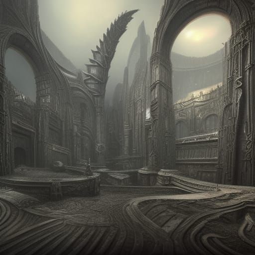 Fantastical Deep Color Concept Art in Giger Style