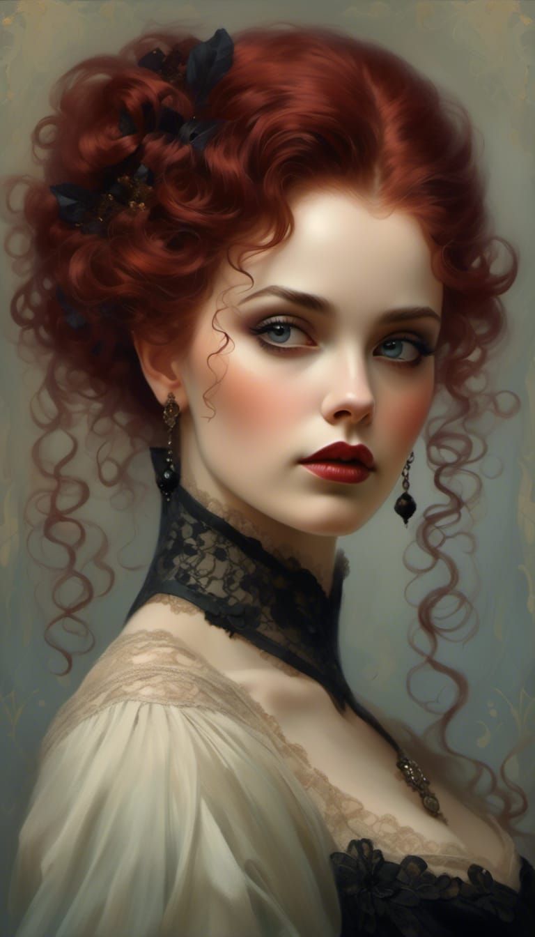 Rococo Portrait of a Lady in Velvet and Lace