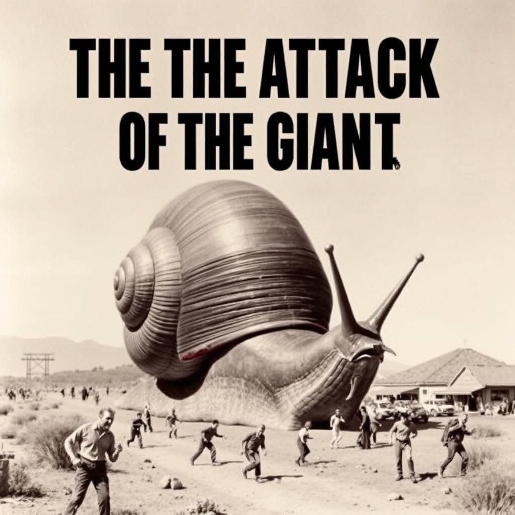 The the attack of the giant snail. B Movie. 1950 horror film. ...
