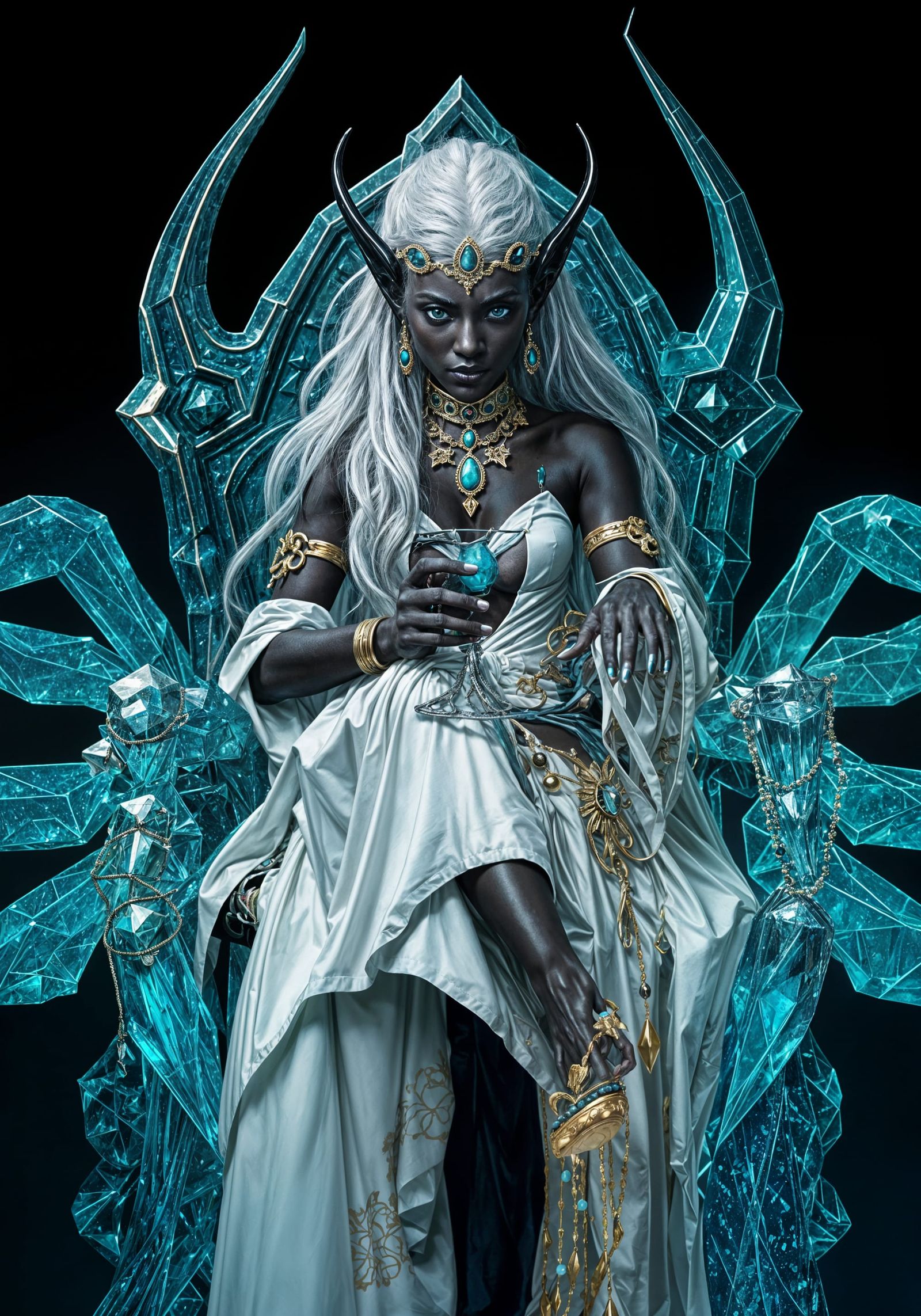 Ebony Elf Queen on Crystal Spider Throne