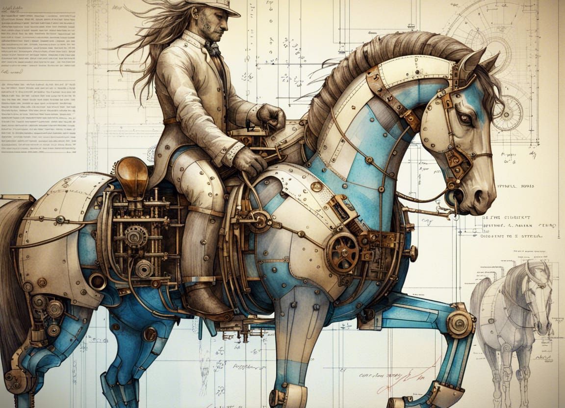 Mechanical horse and his rider