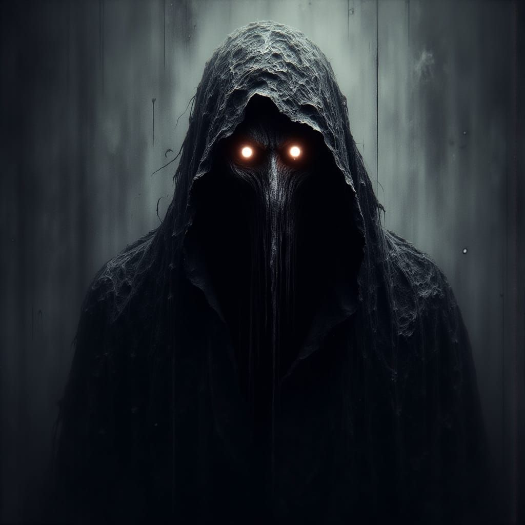 Ominous Shadow Figure in Gothic Industrial Style