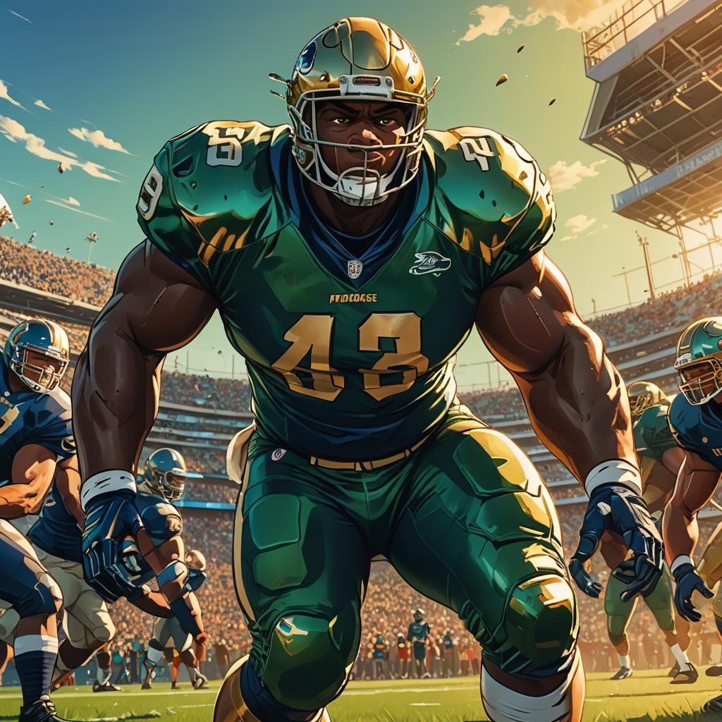 Cinematic Manga Defensive Tackle at Scrimmage