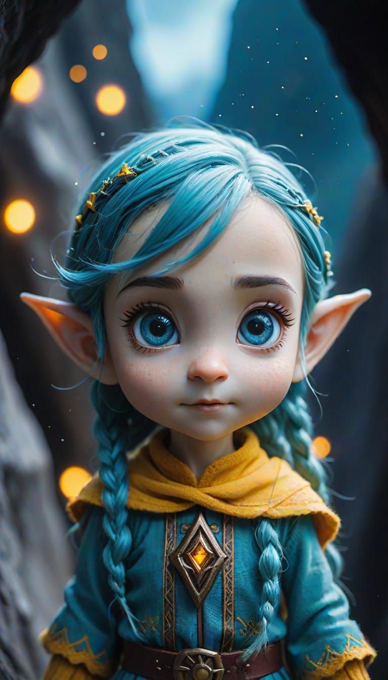 Miniature Elf Emerge from Interdimensional Portal in Vibrant...