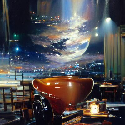 Night Cafe in Oil Painting Style