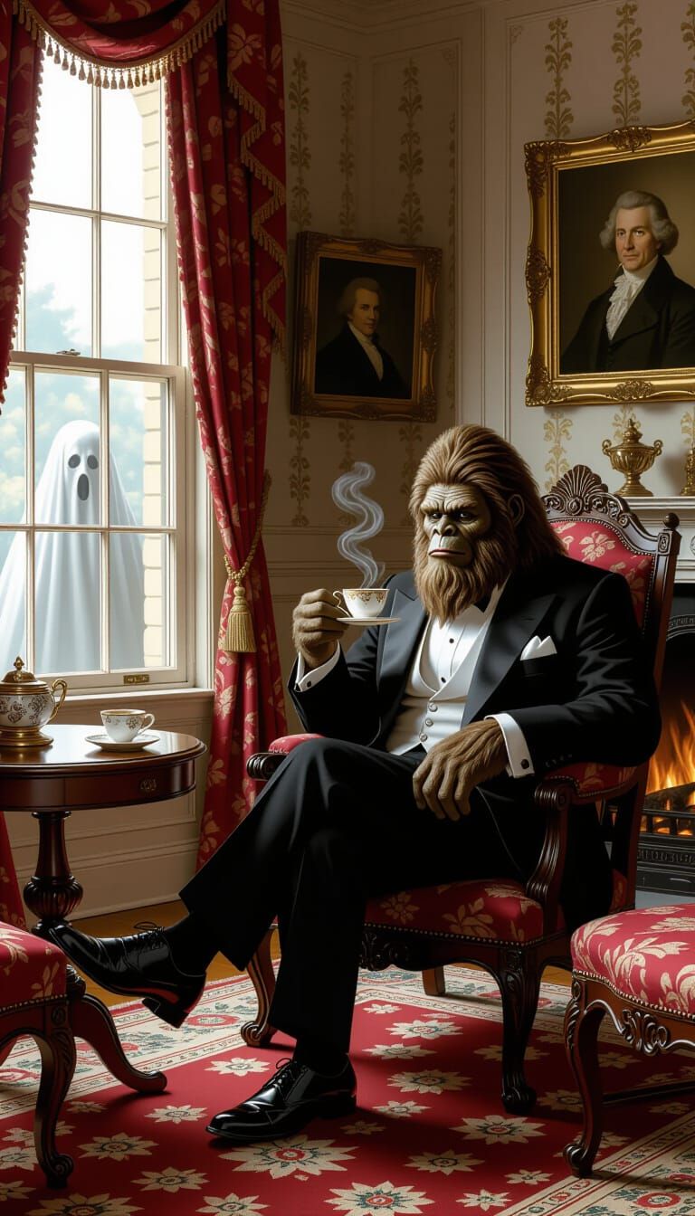 For Masterpiece Monday: A hyperrealistic painting of a Bigfo...