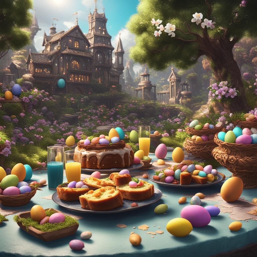 Fantastical Easter Brunch in Detailed Matte Painting