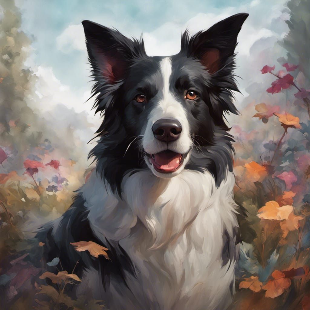 Detailed Border Collie Portrait in Digital Art Style