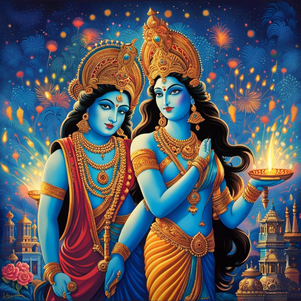 The origins of Diwali - Rama rescued Sita from the evil demo...