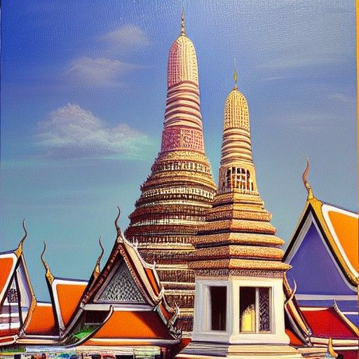 Wat Arun in Bangkok as Oil Painting