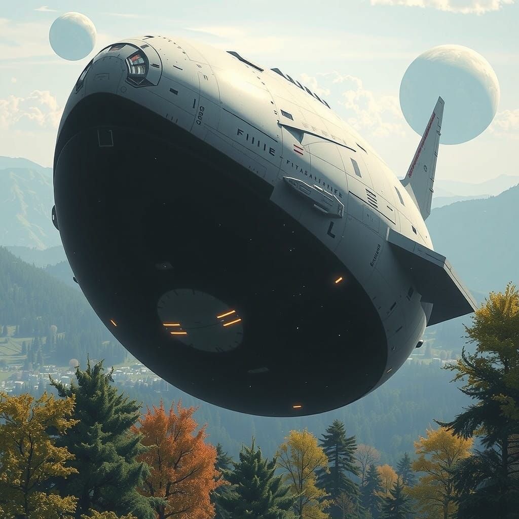 Futuristic Gargantuan Spaceship Blends Battlestar and Cyberp...