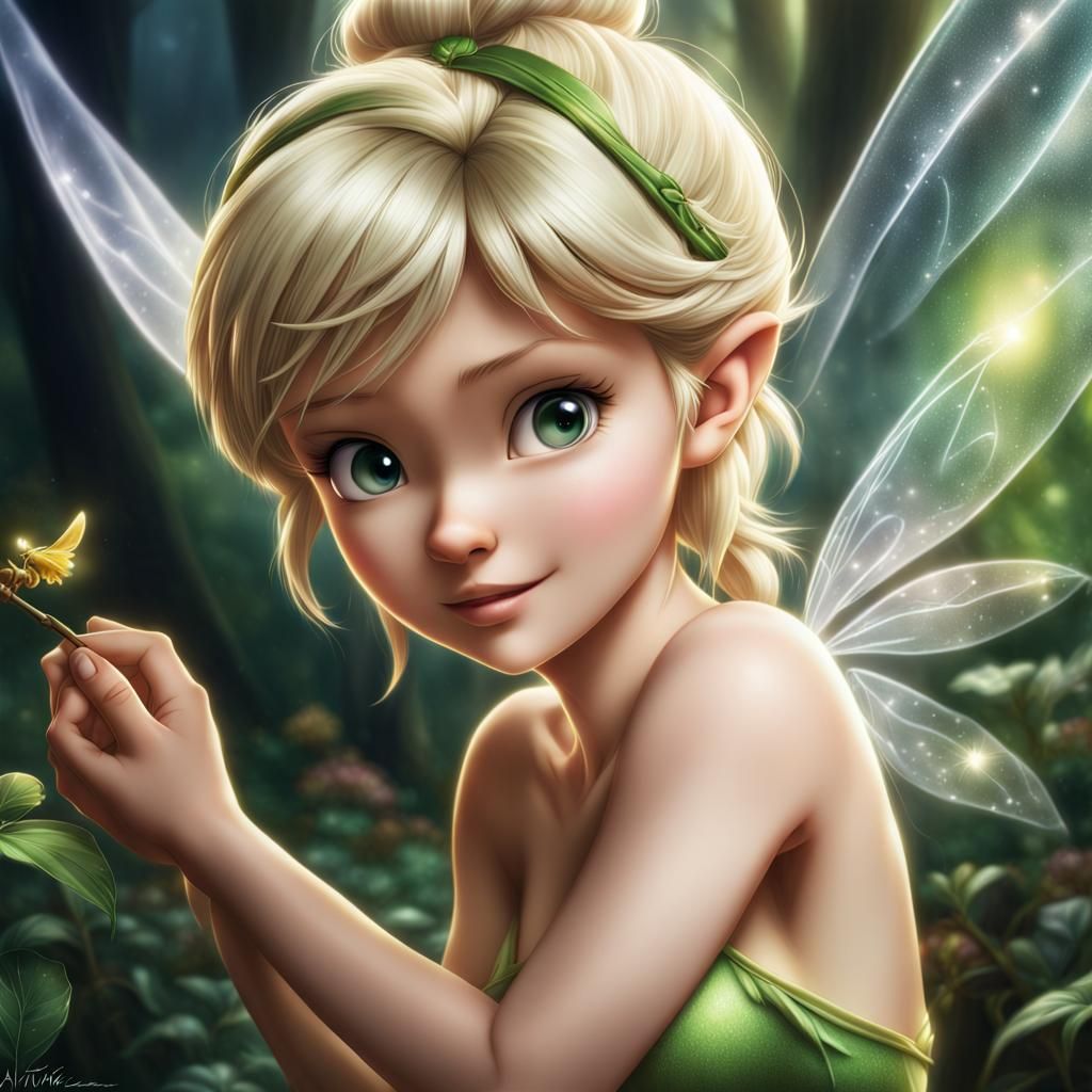 Hyperrealistic Tinkerbell in Anime Art Style