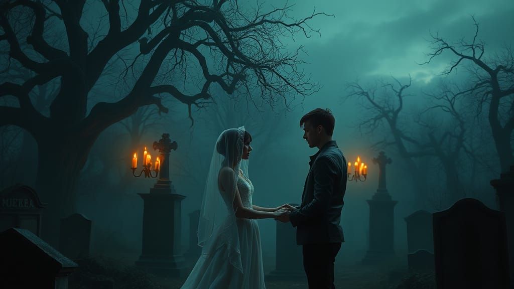 Mysterious Cemetery Vows in Dark, Atmospheric Style