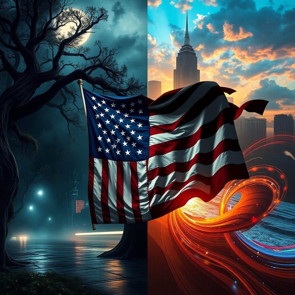 Majestic USA Flag in Fantastical Settings and Styles