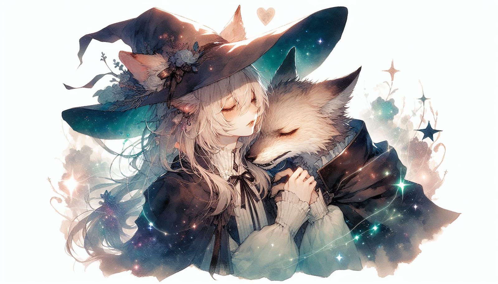 Whispers of Enchanted Love in Soft Watercolour Anime Style