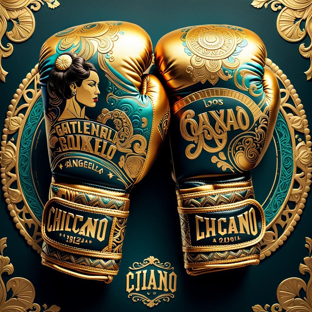 Chicano Art Boxing Gloves: 1960s Los Angeles Design
