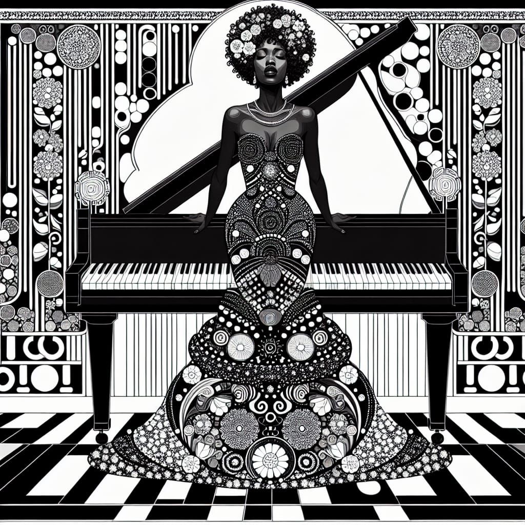 Black and White in the Style of Klimt