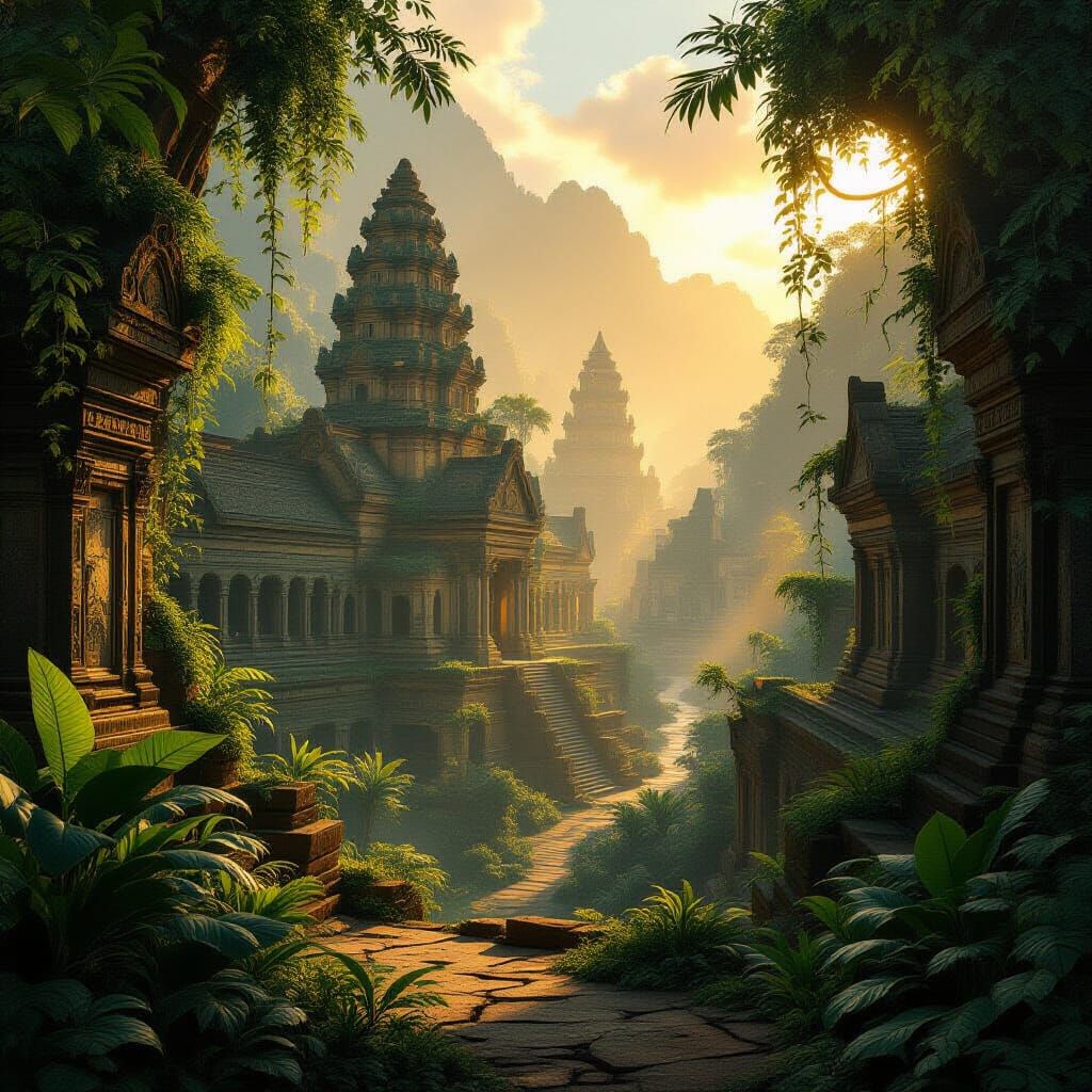 Jungle City Illuminated by Ancient Light