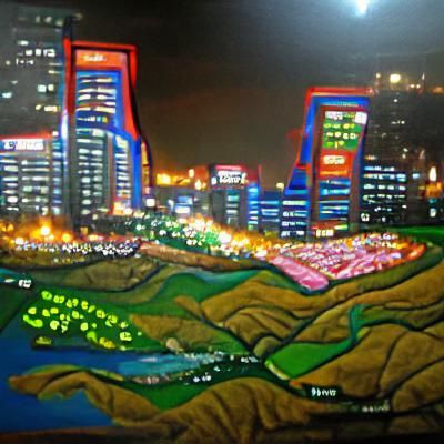 Seoul and Pyongyang: Neon Night Painting