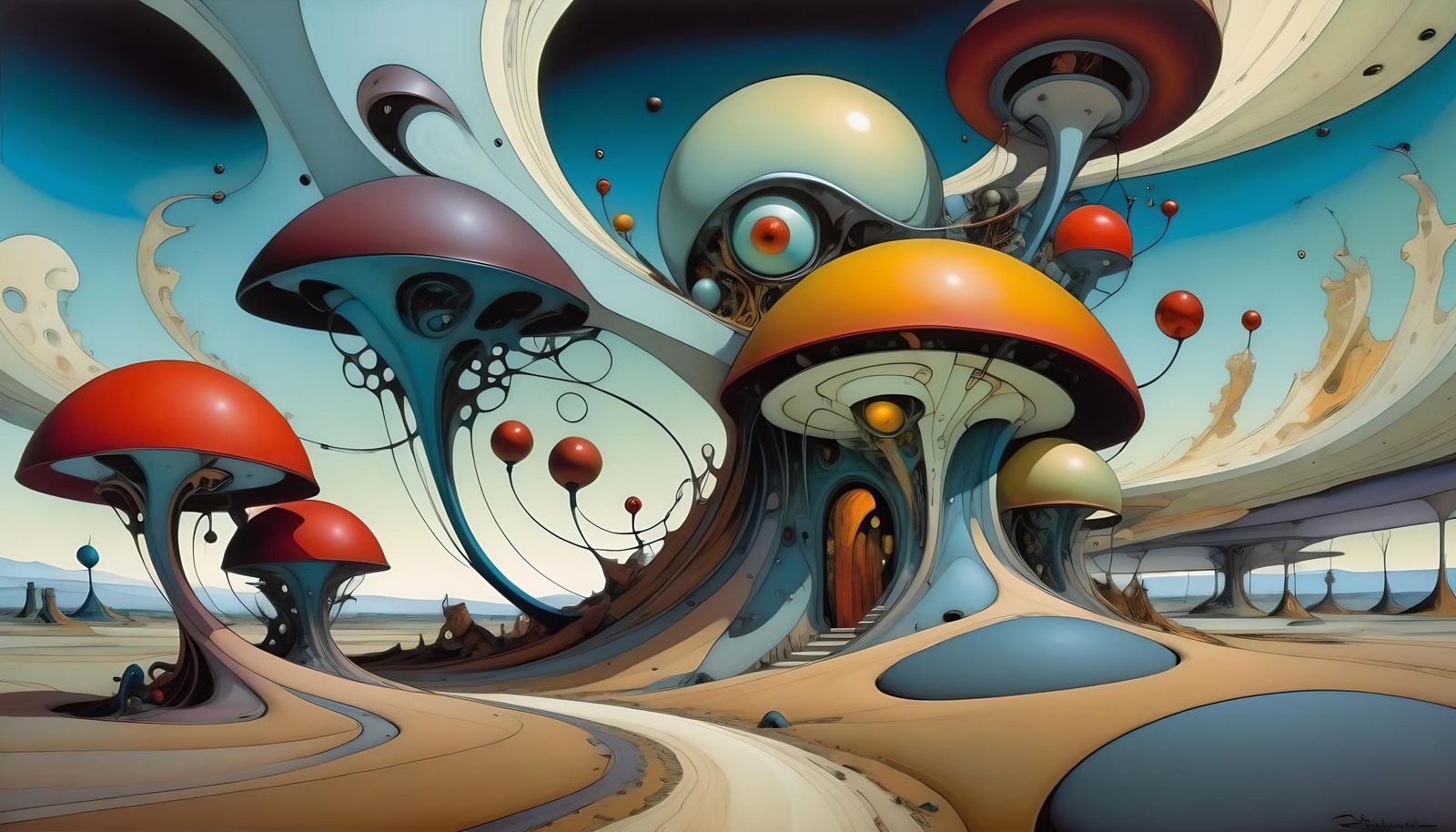 Abstract Art with Complementary Colors and Fine Details