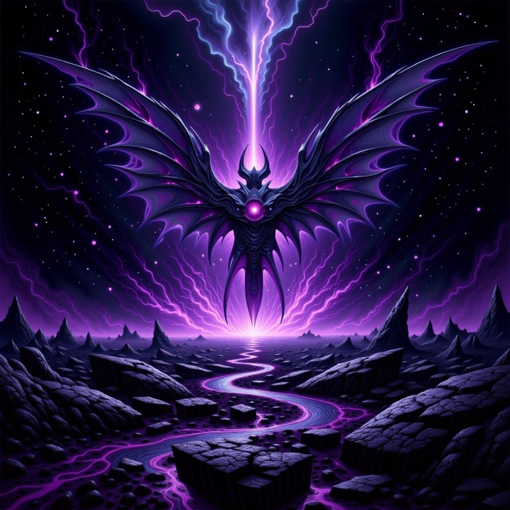 Cosmic Entity Emerges from Void with Lightning