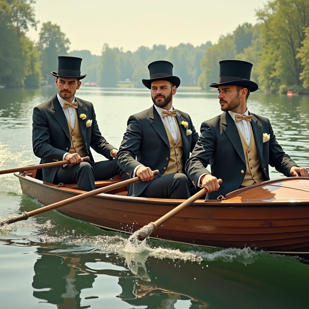 Elegant Water Sport in 19th-Century Style
