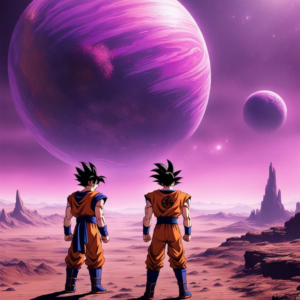 Goku and Gohan Explore a Purple Planet