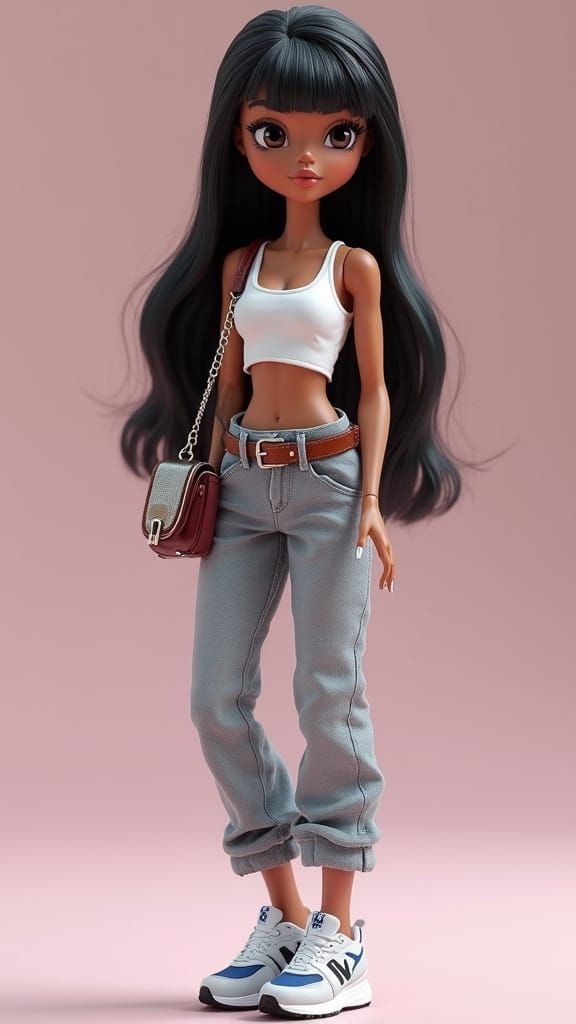 Bratz Doll in Jeans: 3D Realistic Rendering