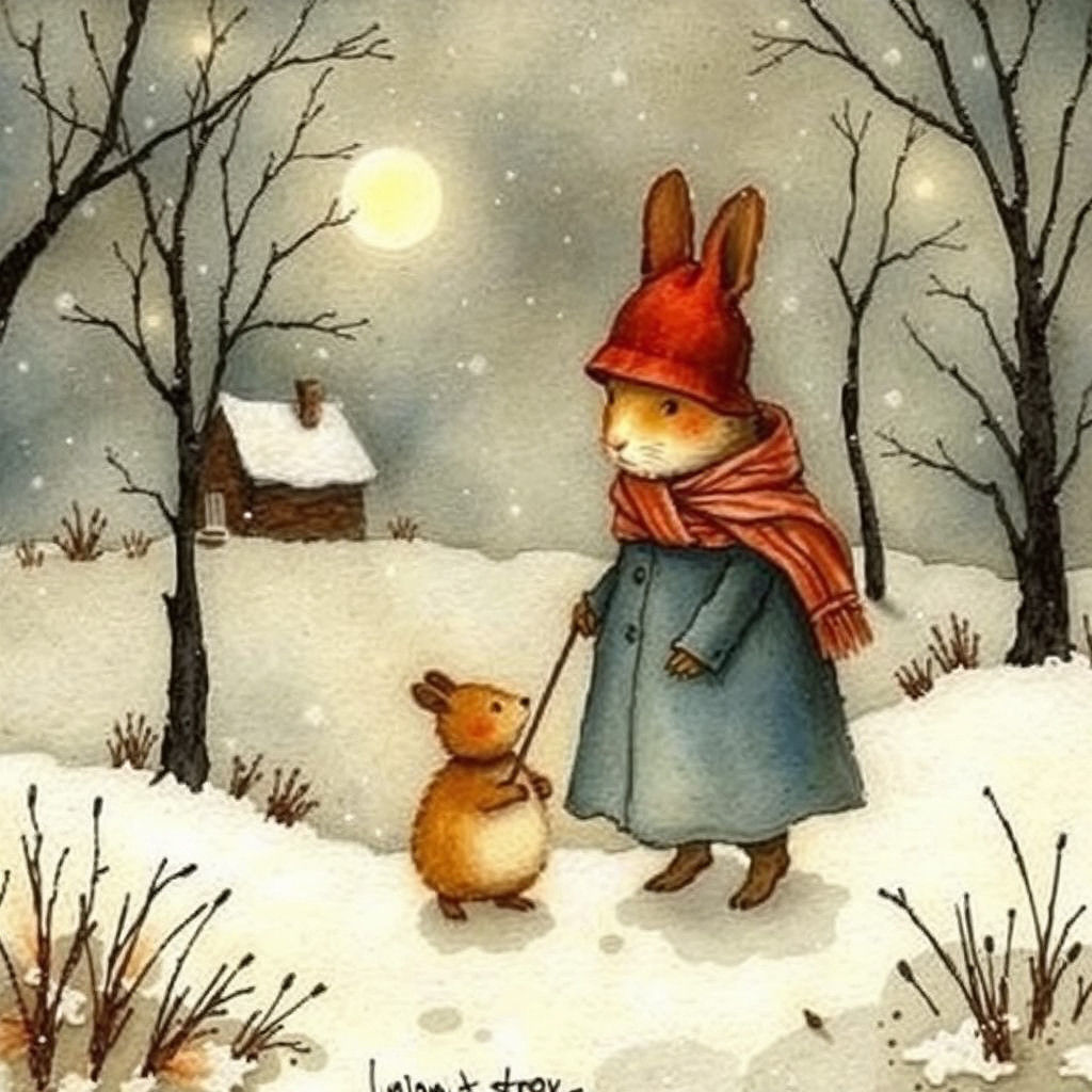 Winter Scene in Beatrix Potter Style