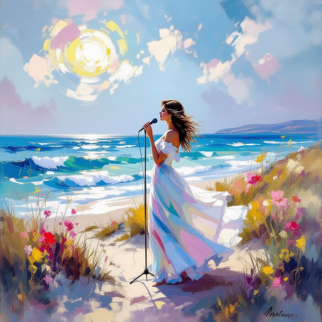 Impressionistic Blues Singer in Romantic Style