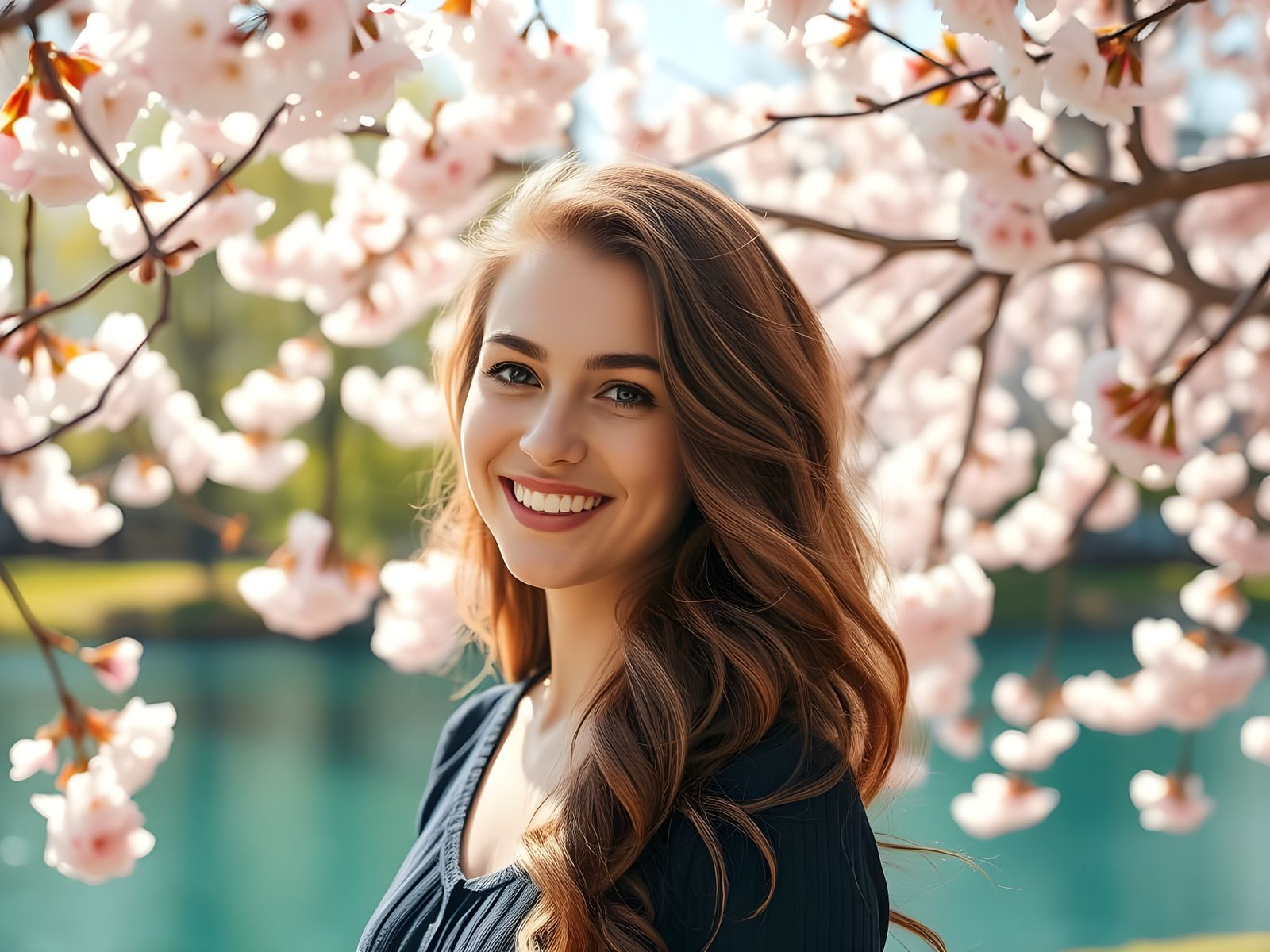 Surreal Cherry Blossom Goddess Basks in Springtime Splendor