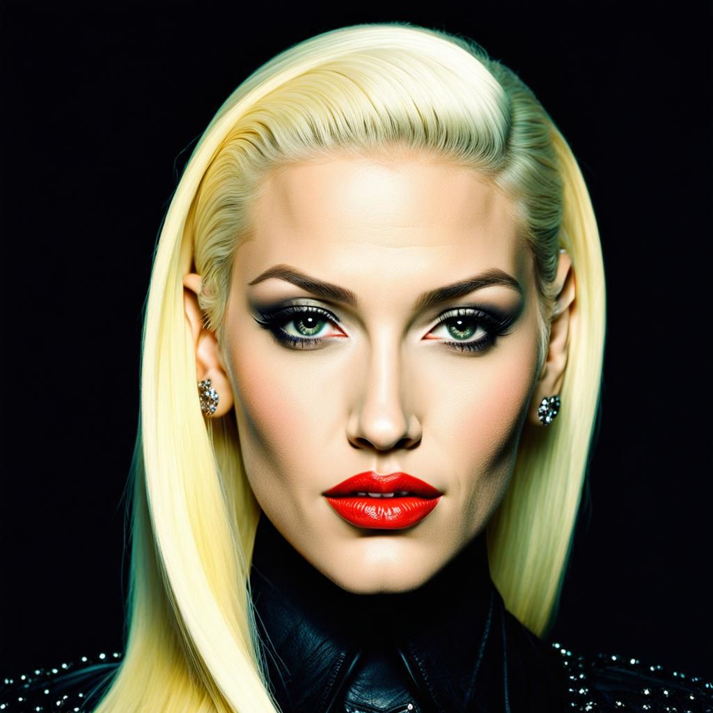 Young Gwen Stefani Portrait in Hyperrealistic Style