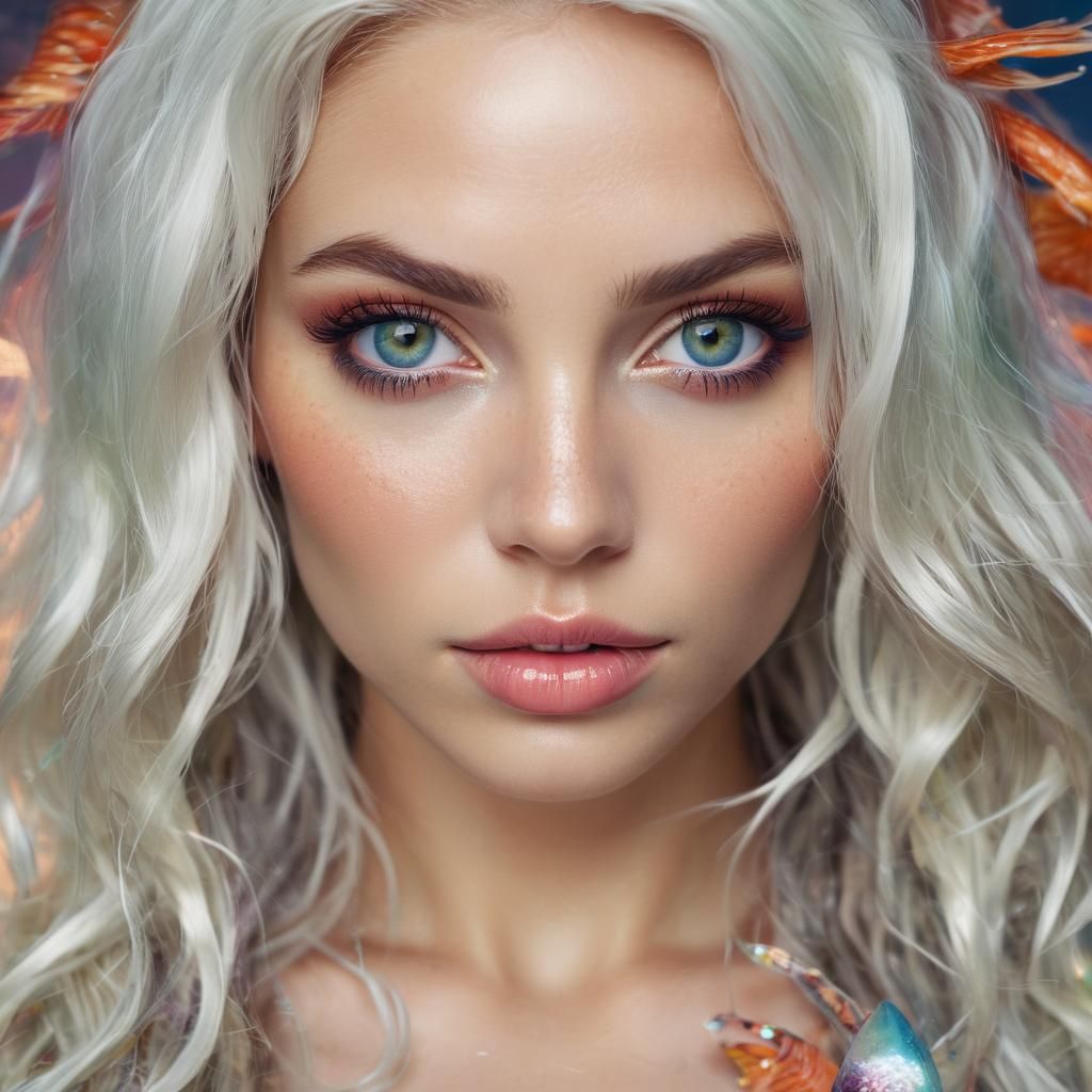 Vibrant Mermaid Portrait with Luminous Scales