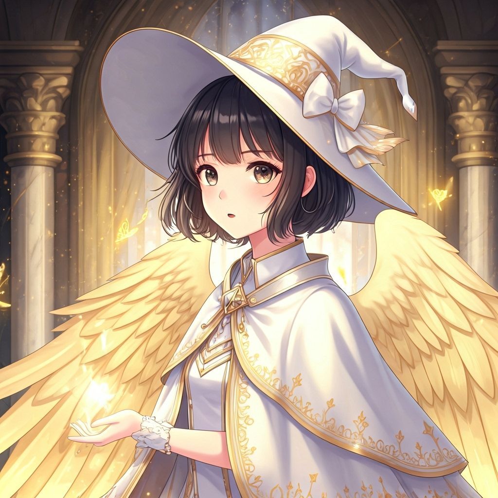 Anime Angel Witch in Heavenly Spell Room