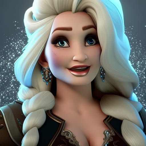Dolly Parton and Elsa Fusion in Dark Fantasy Style