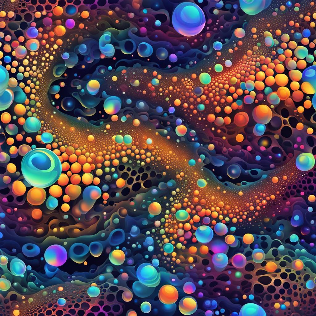 Abstract Death Blowing Bubbles with Fractal Patterns