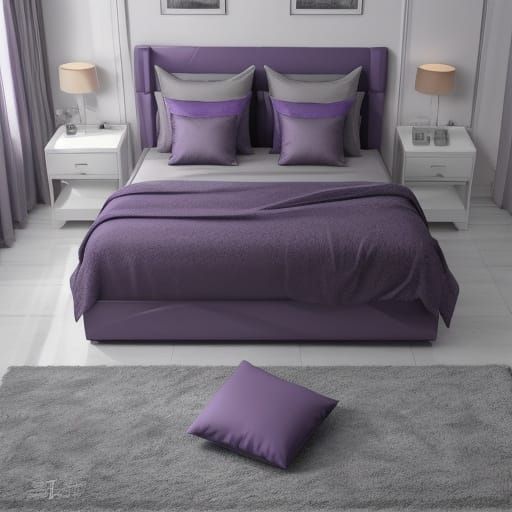 Whimsical Purple and Grey Village Scene