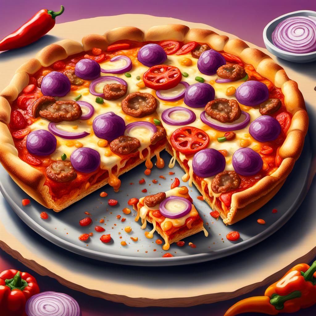 Chicago Deep-Dish Pizza in Impasto Expressionism