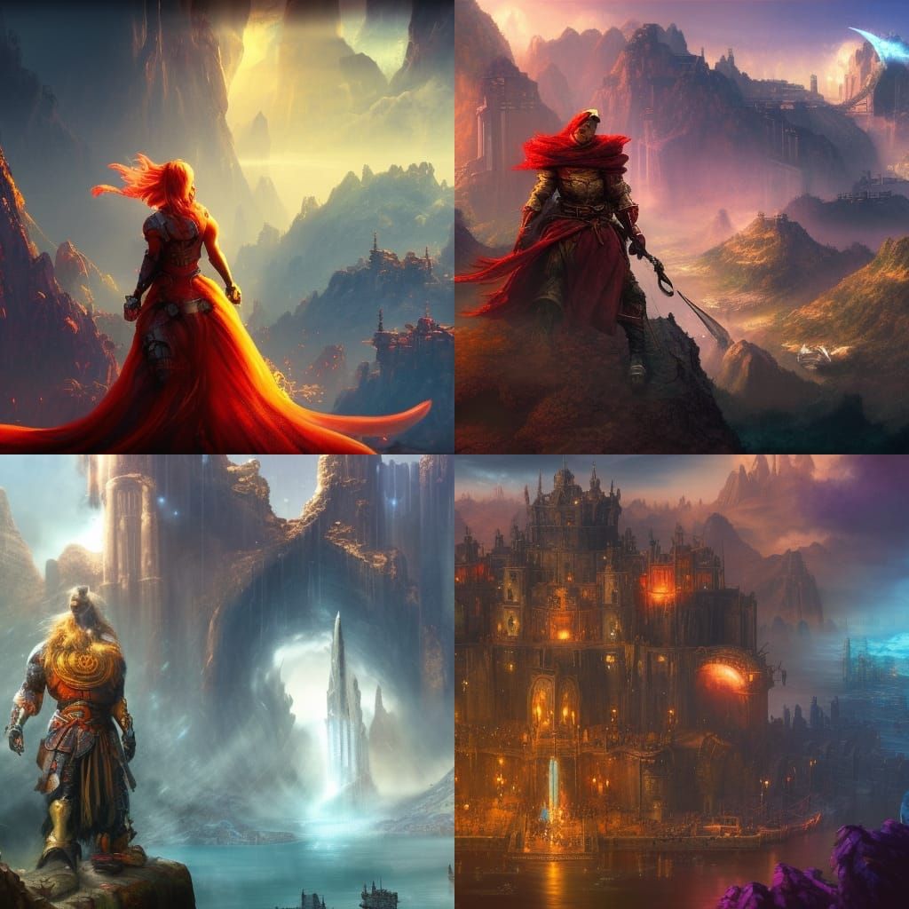 Immersive Video Game World in Detailed Digital Painting