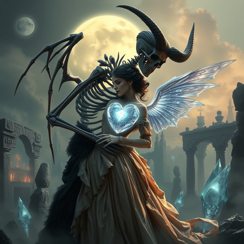 Surreal Gothic Embrace in Cinematic Fantasy Style