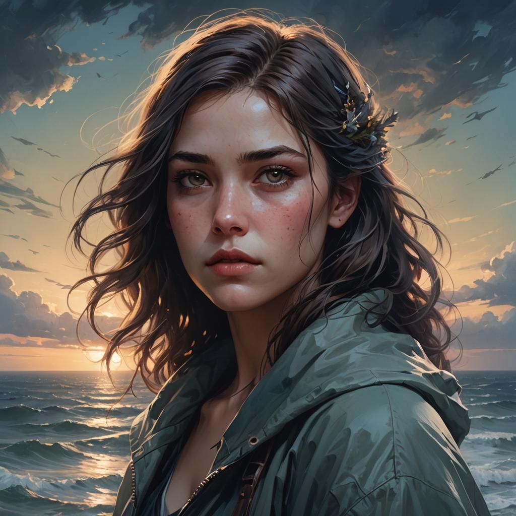 Surreal Portrait with Blended Day and Night