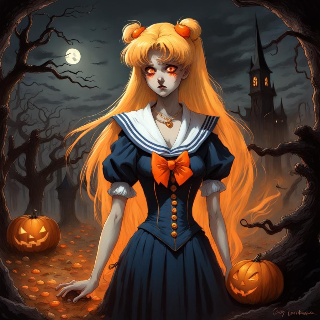 Sailor Venus in creepy Halloween theme