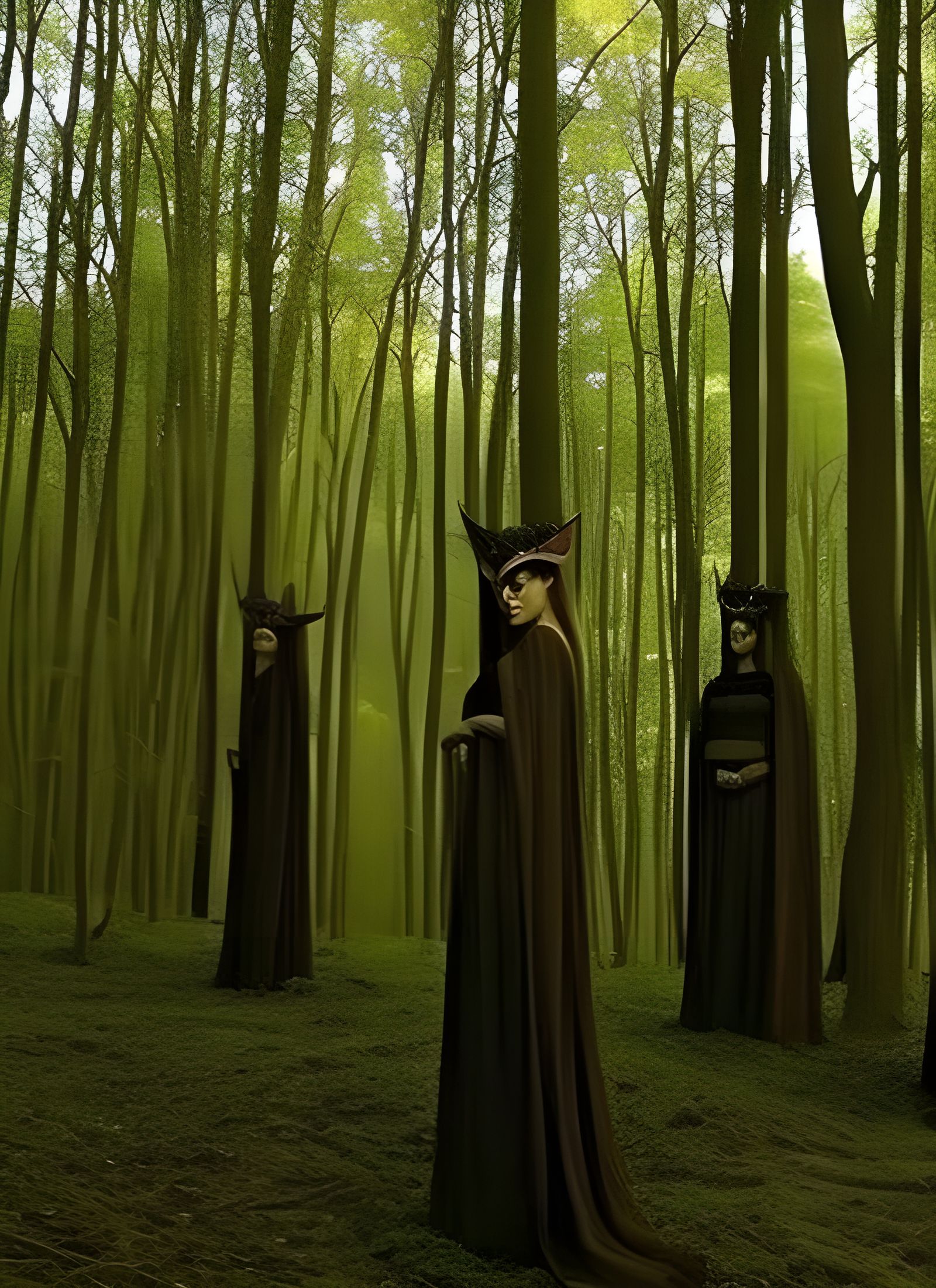 Elves Masquerade in Fantasy Forest