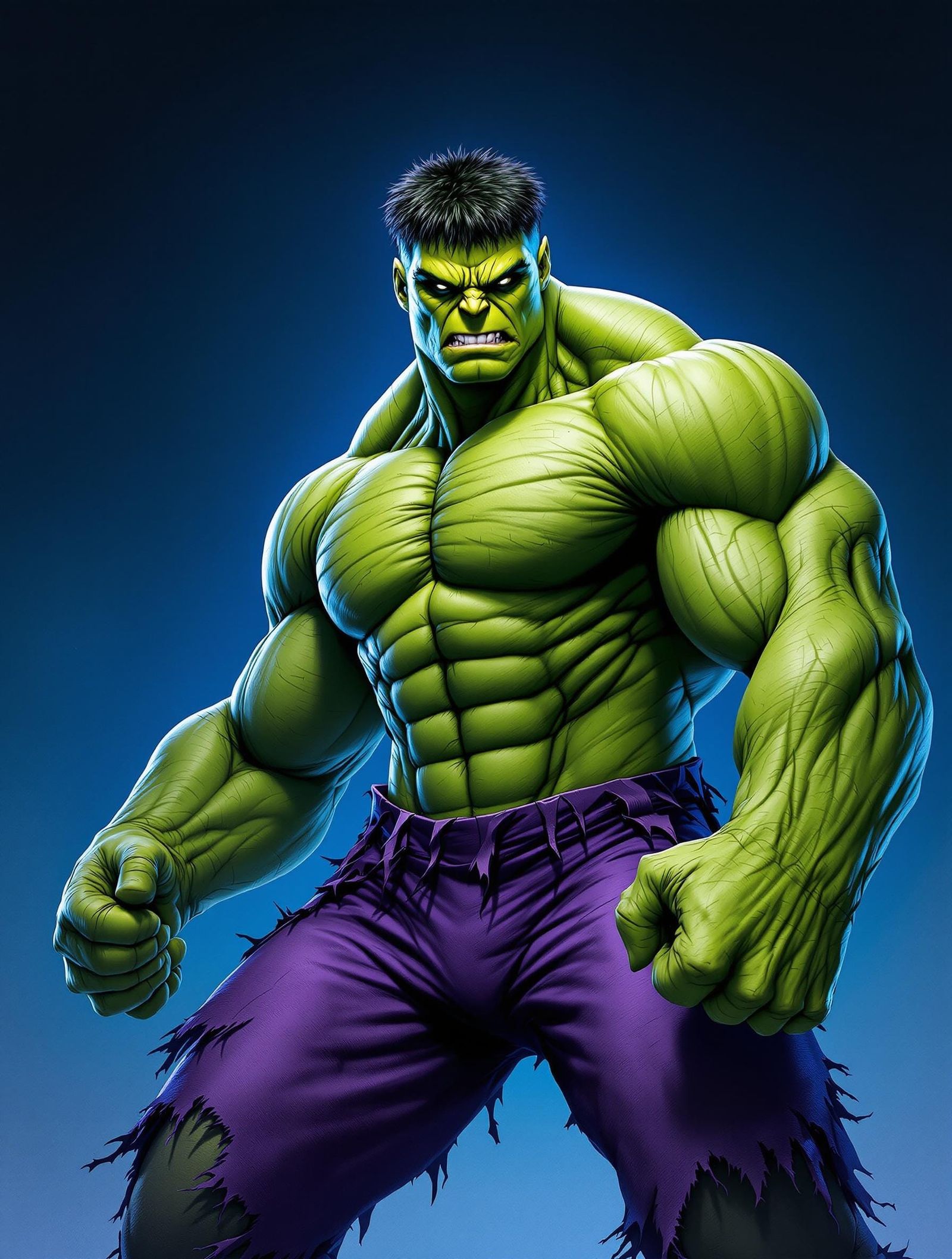 Hyperrealistic Hulk in Aggressive Stance