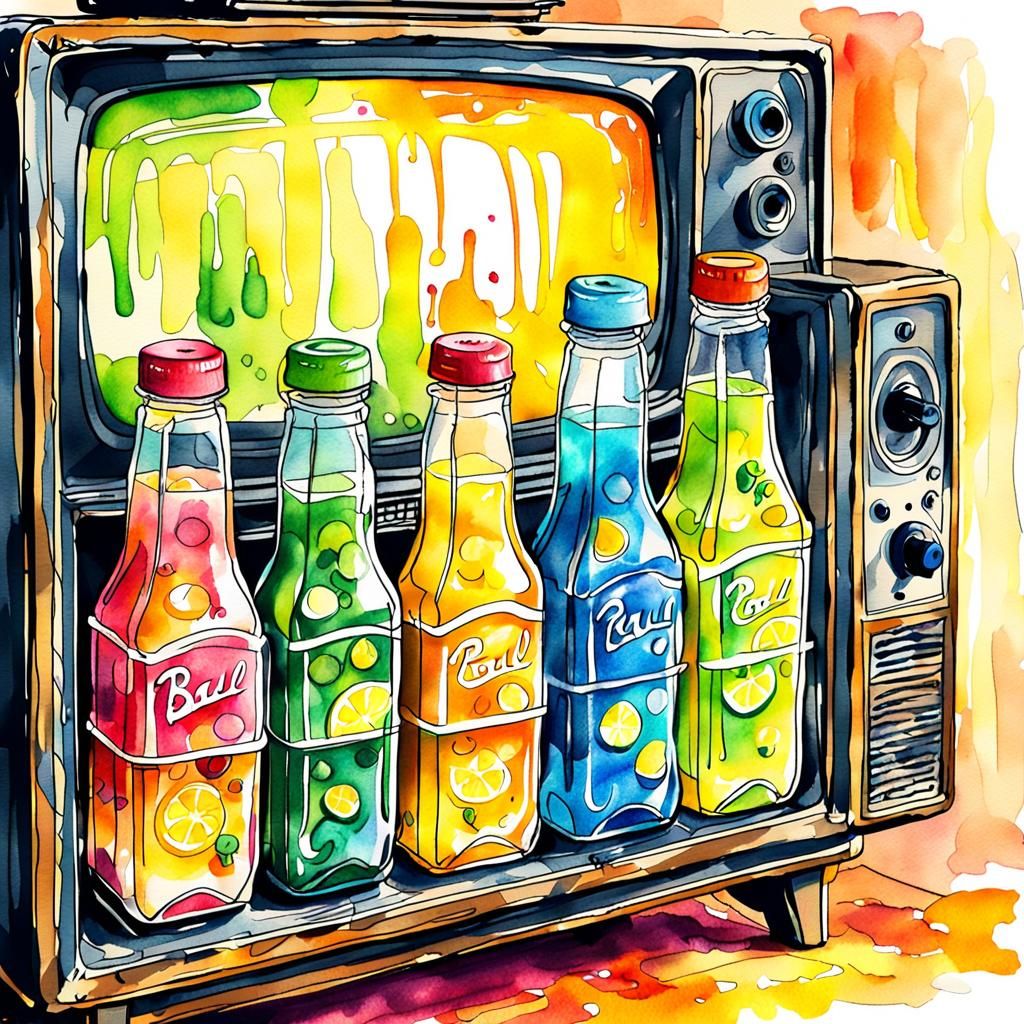Juicy Lemonade in TV Case: Watercolor Sketch